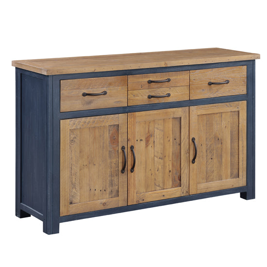Splash Wooden Sideboard With 3 Doors And 4 Drawers In Blue
