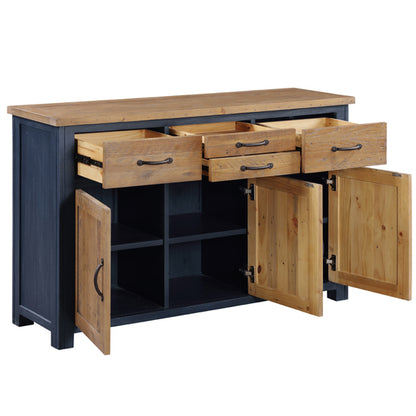 Splash Wooden Sideboard With 3 Doors And 4 Drawers In Blue