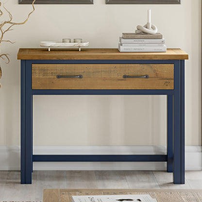 Splash Wooden Hidden Laptop Desk In Oak And Blue