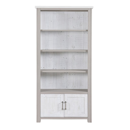 GreyStone Wooden Large Open Bookcase With 2 Doors In Grey
