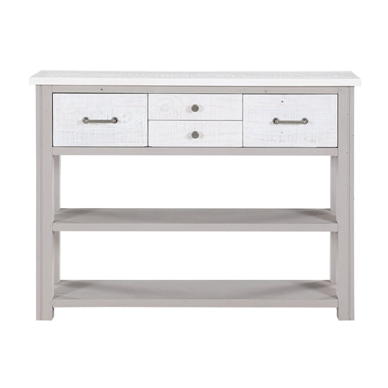 GreyStone Wooden Console Table With 4 Drawers In Grey