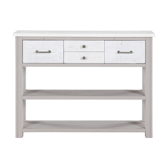 GreyStone Wooden Console Table With 4 Drawers In Grey