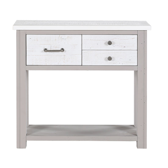 GreyStone Wooden Console Table With 3 Drawers In Grey