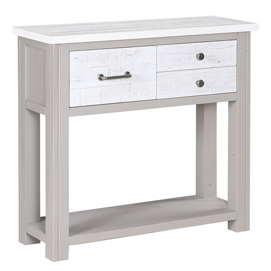 GreyStone Wooden Console Table With 3 Drawers In Grey