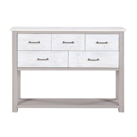 GreyStone Wooden Console Table With 5 Drawers In Grey