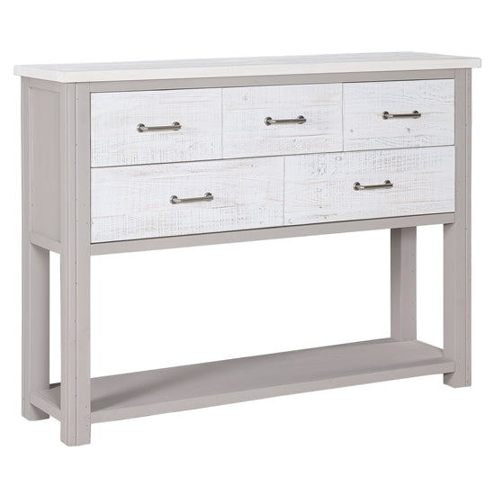 GreyStone Wooden Console Table With 5 Drawers In Grey