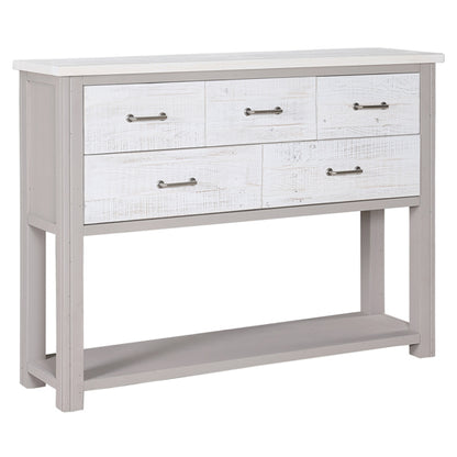 GreyStone Wooden Console Table With 5 Drawers In Grey