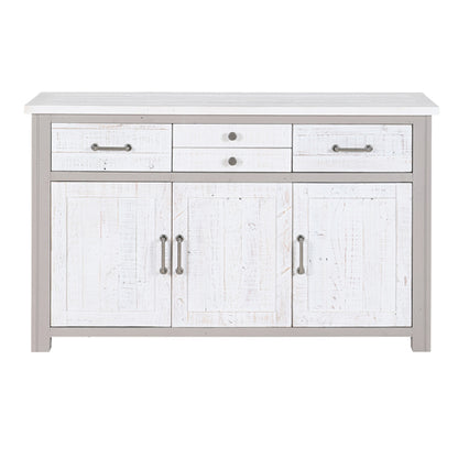 GreyStone Wooden Sideboard With 3 Doors And 4 Drawers In Grey
