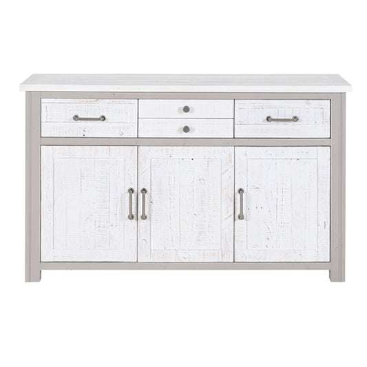 GreyStone Wooden Sideboard With 3 Doors And 4 Drawers In Grey