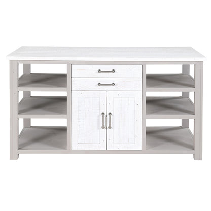 GreyStone Wooden Kitchen Island With 2 Doors And 2 Drawers In Grey