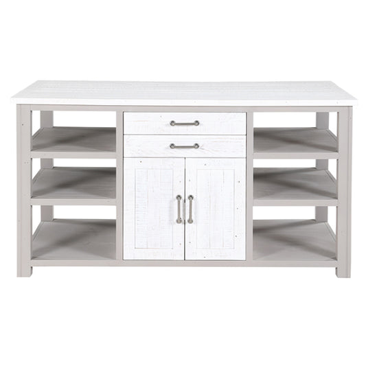 GreyStone Wooden Kitchen Island With 2 Doors And 2 Drawers In Grey