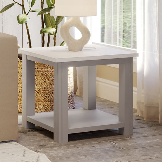 GreyStone Wooden Lamp Table Square In Grey
