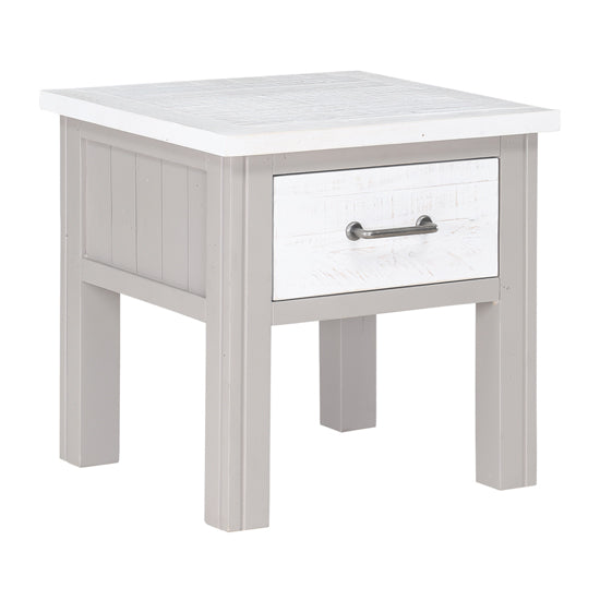 GreyStone Wooden Lamp Table With 1 Drawer In Grey