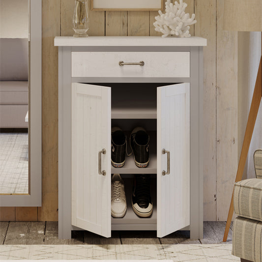 GreyStone Wooden Shoe Storage Cabinet With Drawer In Grey