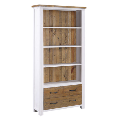 Splash Wooden Large Open Bookcase With 3 Drawers In White