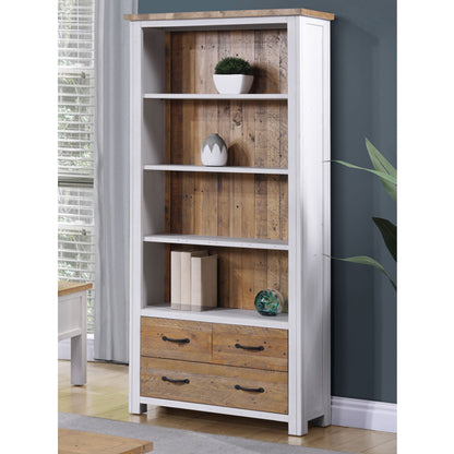 Splash Wooden Large Open Bookcase With 3 Drawers In White