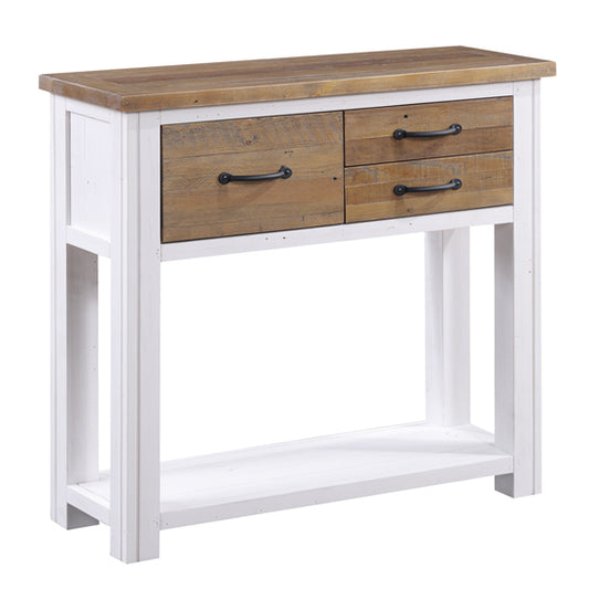 Splash Wooden Console Table With 3 Drawers In White