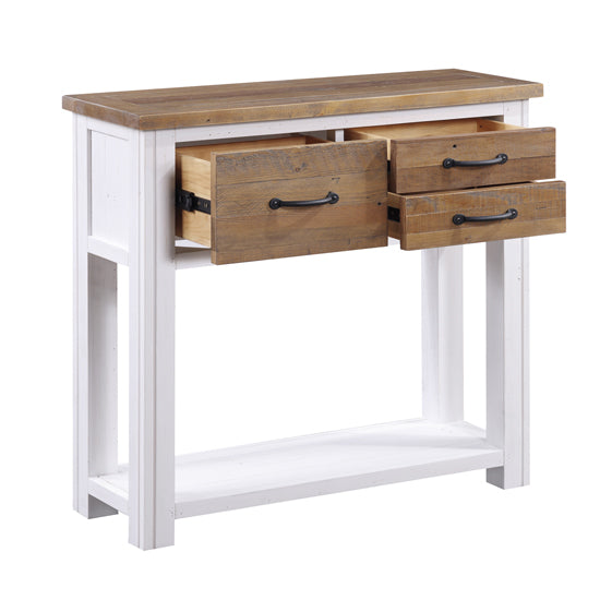 Splash Wooden Console Table With 3 Drawers In White