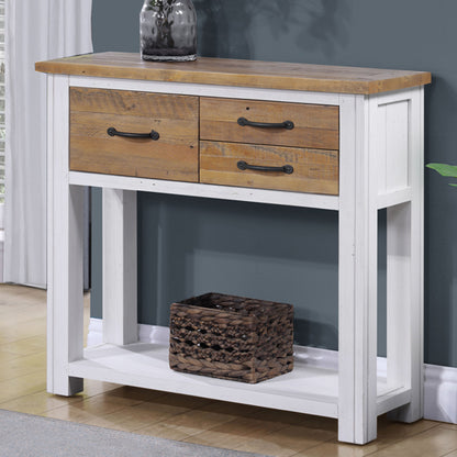 Splash Wooden Console Table With 3 Drawers In White