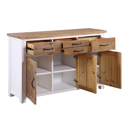 Splash Wooden Sideboard With 3 Doors And 4 Drawers In White
