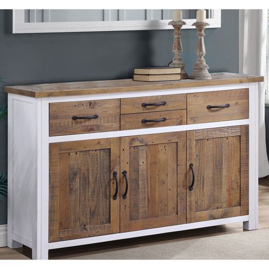 Splash Wooden Sideboard With 3 Doors And 4 Drawers In White