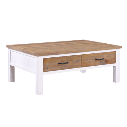Splash Wooden Coffee Table With 4 Drawers In Oak And White