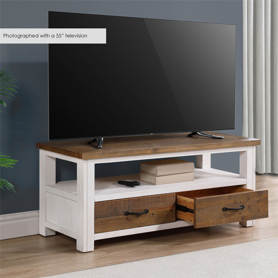 Splash Wooden TV Stand With 2 Drawers In Oak And White