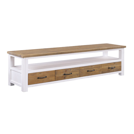 Splash Wooden Wide TV Stand With 4 Drawers In Oak And White