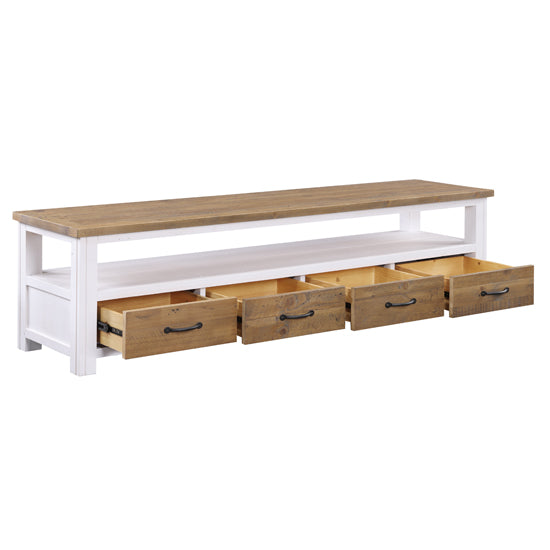 Splash Wooden Wide TV Stand With 4 Drawers In Oak And White