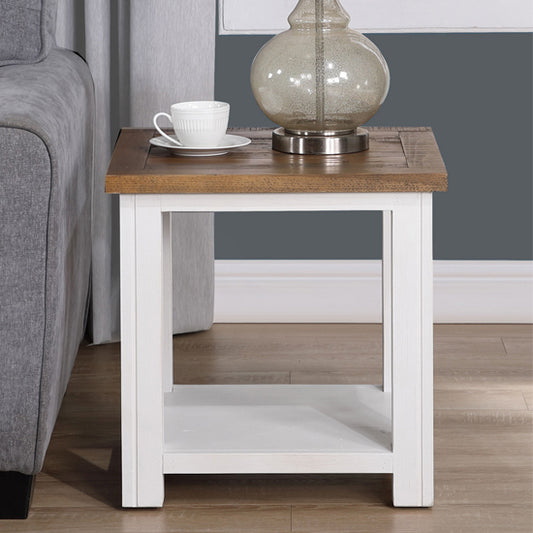 Splash Wooden Square Lamp Table In Oak And White