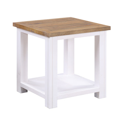 Splash Wooden Square Lamp Table In Oak And White