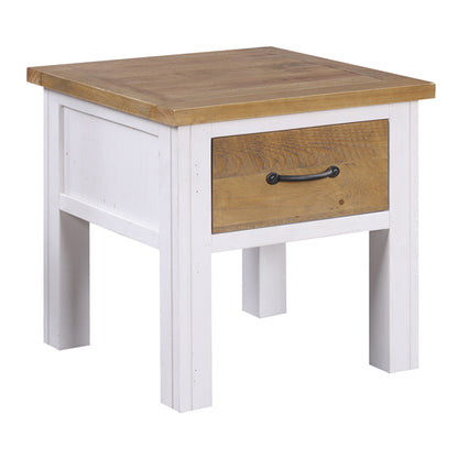 Splash Wooden Lamp Table With 1 Drawer In Oak And White