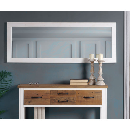 Splash Extra Long Wall Mirror In White Wooden Frame