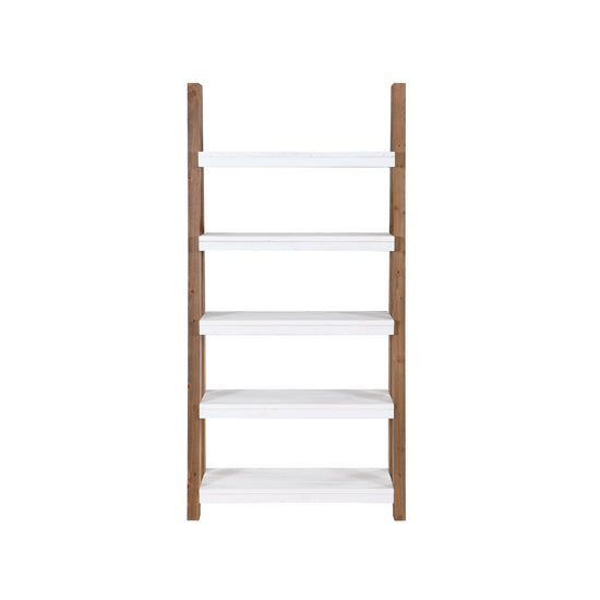 Trinity Wooden Open Large Bookcase With 5 Shelves In White And Oak