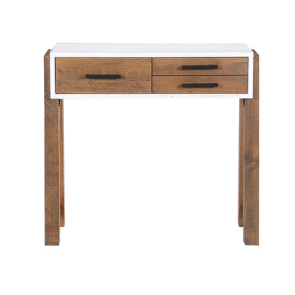 Trinity Wooden Console Table With 3 Drawers In White And Oak
