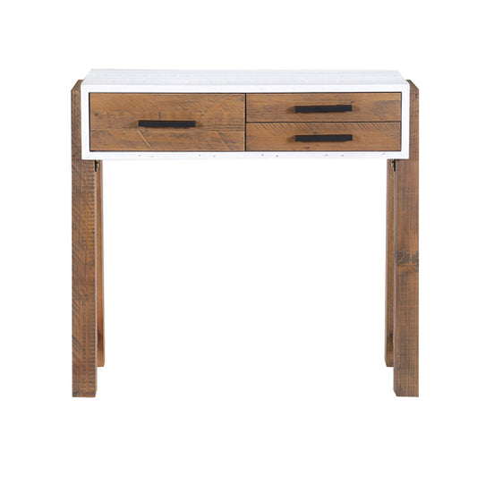 Trinity Wooden Console Table With 3 Drawers In White And Oak