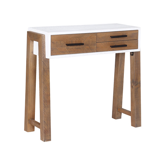Trinity Wooden Console Table With 3 Drawers In White And Oak