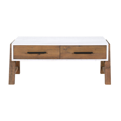 Trinity Wooden Coffee Table With 2 Drawers In White And Oak