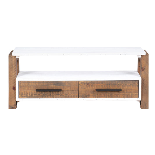 Trinity Wooden TV Stand With 2 Drawers In White And Oak