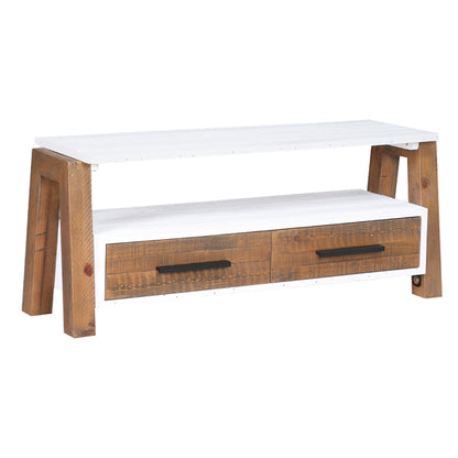 Trinity Wooden TV Stand With 2 Drawers In White And Oak
