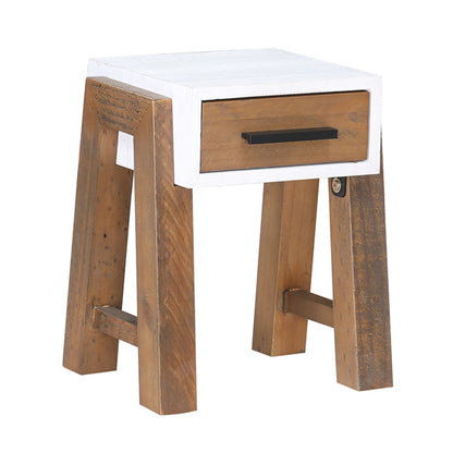 Trinity Wooden Side Table With 1 Drawer In White And Oak
