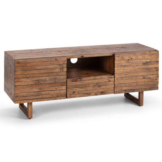Woburn Reclaimed Pine Wood TV Stand With 2 Doors 1 Drawer