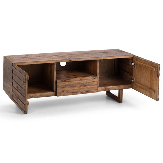 Woburn Reclaimed Pine Wood TV Stand With 2 Doors 1 Drawer