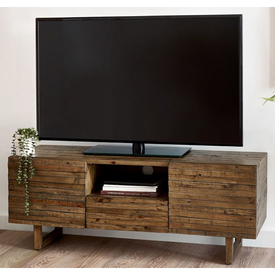 Woburn Reclaimed Pine Wood TV Stand With 2 Doors 1 Drawer