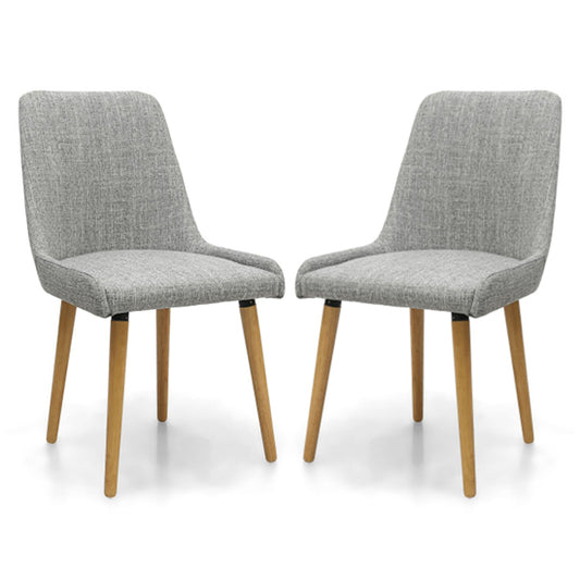 Capri Flax Effect Grey Weave Fabric Dining Chairs In Pair