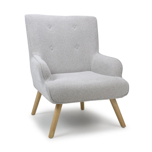Cinema Flax Effect Chenille Effect Armchair In Silver Grey