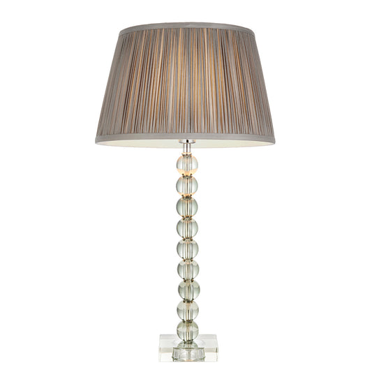 Freya Charcoal Fabric Shade Table Lamp With Adelie Grey Green Glass Base