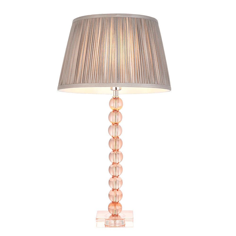 Freya Charcoal Fabric Shade Table Lamp With Adelie Blush Tinted Glass Base