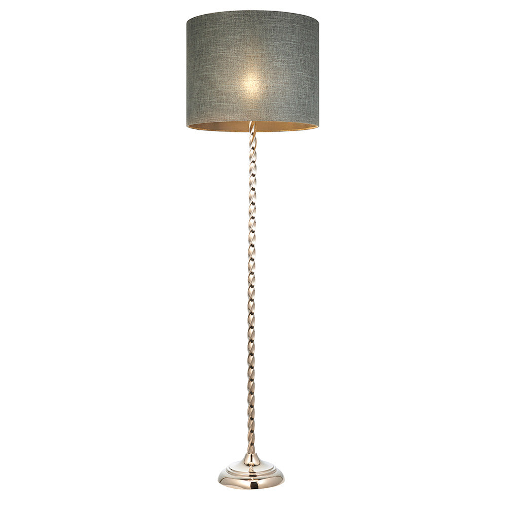 Suki 16 Inch Grey Shade Floor Lamp With Chatsworth Polished Nickel Base