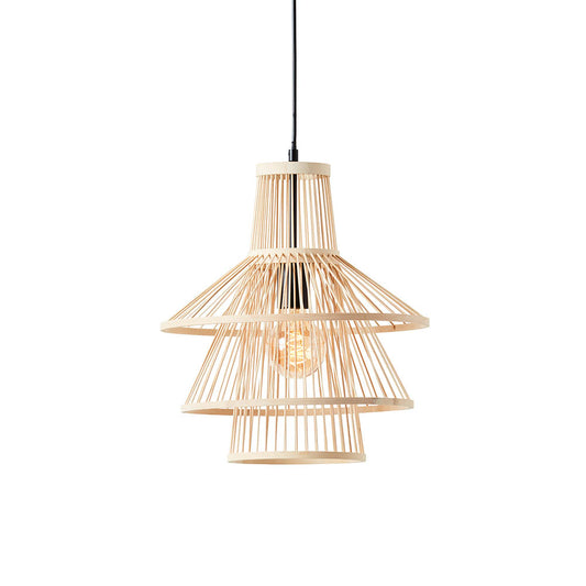 Mathias Pendant Light In Natural Bamboo Open Framework